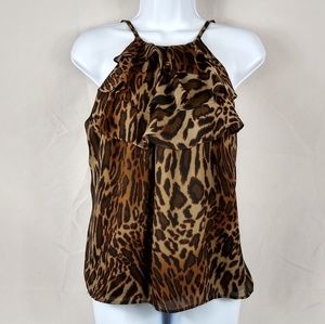Nine West Suit | Leopard Print Ruffle Cami Blouse